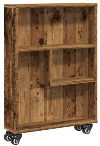 KTHLBRH Schrank Regal Bücherschrank Sideboard Wohnzimmer Blumenregal - Aufbewahrungswagen Schmal Altholz-Optik 48x13x68 Holzwerkstoff für Abstellraum Kellerraum Zimmer Wohnzimmer