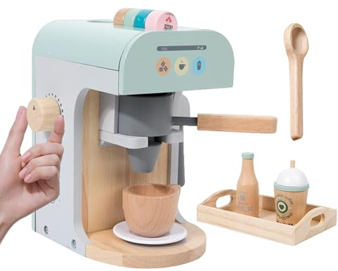 Gungtj Kinder Kaffeemaschine,Kaffeevollautomat Spiel Kinderküche Holzspielzeug - Kreatives Lernspielzeug Für Kleinkinder Mädchen Kindergarten Vorschule,Zuhause Klassenzimmer Spielzimmer Reisen Kita