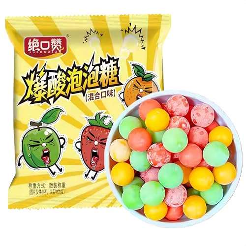 Extra-sauren Kaugummis Gemischte Fruchtaromen-Saures-juicy fruit kaugummi -chewing gum-Challenge-Paket Einzeln verpackt geeignet für Geburtstag, Weihnachten und Halloween,（100g）
