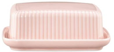 Seltmann Weiden Amina Butterdose | Butterbehälter für 250 g Butter | Frühstücksgeschirr mit feinem Reliefmuster | Porzellan, Spülmaschinenfest | Rosé