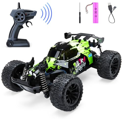 Warmiehomy Remote Control Cars, 1:18 Scale RC Monster Truck Toy, High Speed 15KM/H RC Cars with Light for Adult & Kids Age 6+, 2.4GHz Radio Controlled 4WD Off-Road Car for Birthday