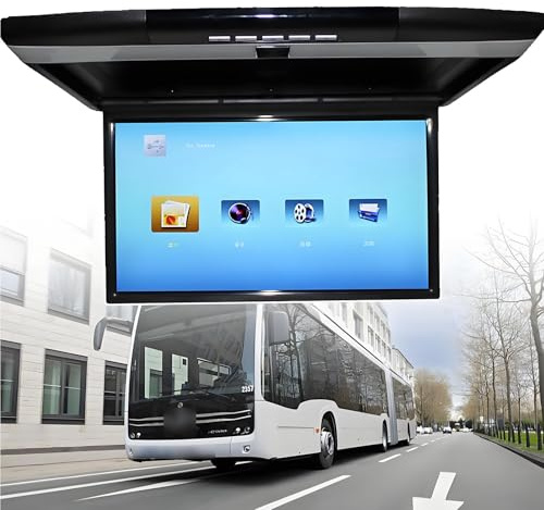 HuanEssentric 17,3 Pouces Moniteur Plafond LCD HD Mp5 Voiture,TV Toit Voiture,avec Port Type U/SD,Port HDMI,Peut Lire Rmvb,Avi,Mp4,MPG Black