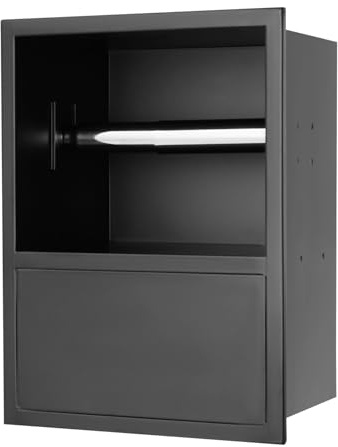 Einbau-Toilettenpapierhalter, 230×170×120mm Wandregal-Organizer für Badezimmer, Duschregal aus Edelstahl Eingelassener Toilettenpapierhalter für Küche Wohnzimmer,Hotel (Schwarz)