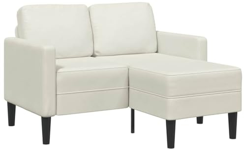 Qifoedo L-Form 2-Sitzer Creme Samt mit Chaiselongue 125x118x85 cm Modernes Sessel Ecksofa mit Massivholzrahmen für kleines Wohnzimmer Schlafzimmer oder Studio