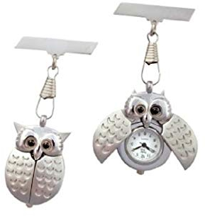 Funky Fobz Taschenuhr, Eulen-Design, Chrom