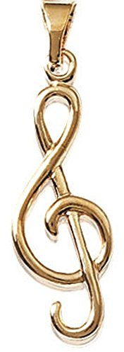 Pendentif Plaqué Or - Cle de Sol - Musique Solfege Note de Musique