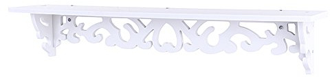 yosoo weiß Regal Shabby Chic Filigrane Stil Cut Out Design Wandregal, Pastoral Hohl geschnitzt Wand Deko Mounted Floating Storage Display,(L) x (w): 46 x 9 cm/18,11 x 3,54 Zoll (Genehmigung)