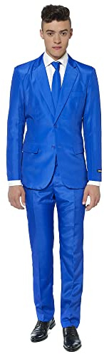 Suitmeister Solid Colored Suits - Includes Jacket, Pants & Tie, Solid Blue, Large