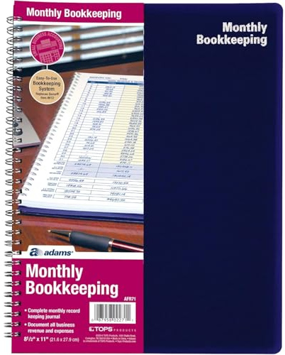 Adams Bookkeeping Record Book, Monthly Format, 8.5 x 11 Inches, White (AFR71)