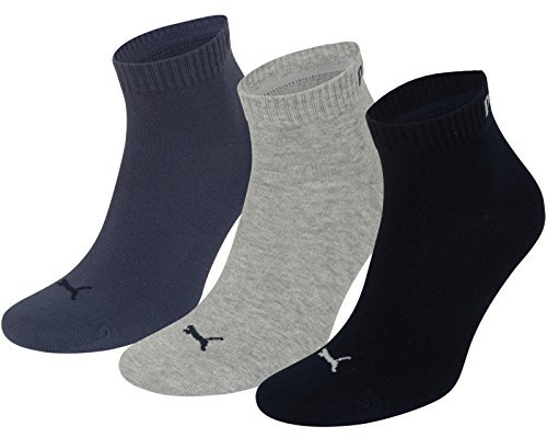 Puma Sneaker Quarter Socken 3Paar Unisex Invisible 251015 Gr. 35-38 blau/grau/dunkelblau