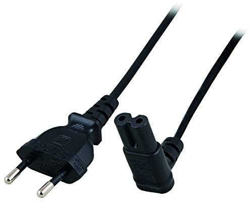 ACT C7 Kabel 2m, Euro Netzkabel C7 Stromkabel Type C Eurostecker auf C7 Buchse (gewinkelt Oben/unten), Kleingerätekabel PS4/PS5, TV, Drucker– AK5008