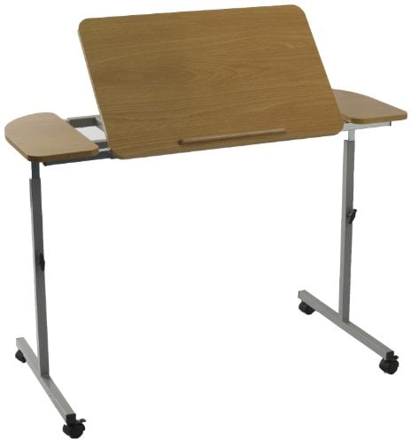 NRS Healthcare M66832 Wheeled and Tilting Over Bed or Chair Table - Height and Width Adjustable