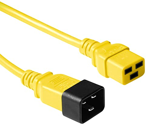 ACT Kaltgerätekabel Verlängerung 0,6m, C19 Buchse auf C20 Stecker, IEC 60320 Netzkabel – AK5100 Gelb
