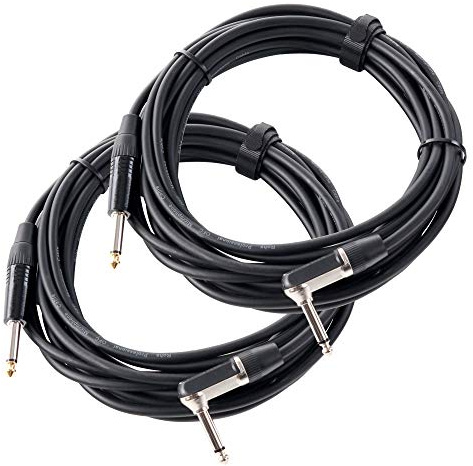 Pronomic 2er Set Stage INST-A-6 Klinkenkabel (6,3 mm Winkelstecker, Gitarren-/Instrumentenkabel, Länge 6 m) Schwarz