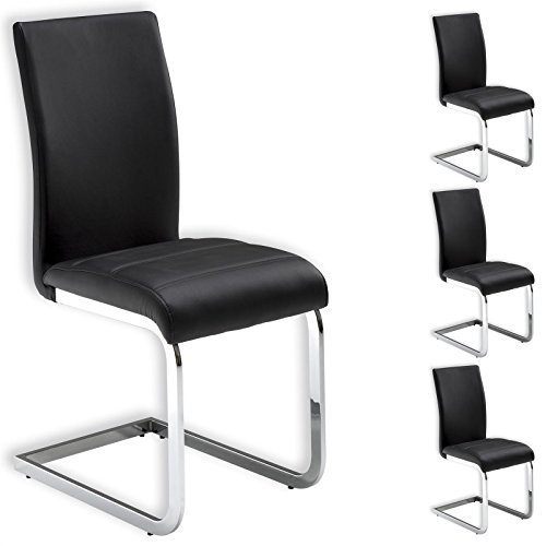 IDIMEX Stuhl Schwingstuhl Esszimmerstuhl Sitzgelegenheit Leticia, schwarz, im 4er Pack