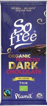 Plamil So Free Organic FT Perfectly Dark 72% Thin 80g (Pack of 12)