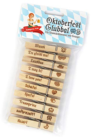 SNEG Oktoberfest Glubbal - Wäscheklammern mit Gravur & Motiv für Oktoberfest und Firmenfeier, Blau (Fun)