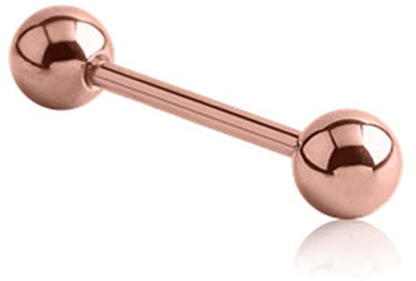 Jewel Barrel Zungenpiercing, gerader Barbell, 14 G (1,6 mm), Chirurgenstahl, 16 mm Länge, mit 6 mm abnehmbaren Kugeln, für Brustwarzenpiercing, Zungenpiercing, Körperschmuck