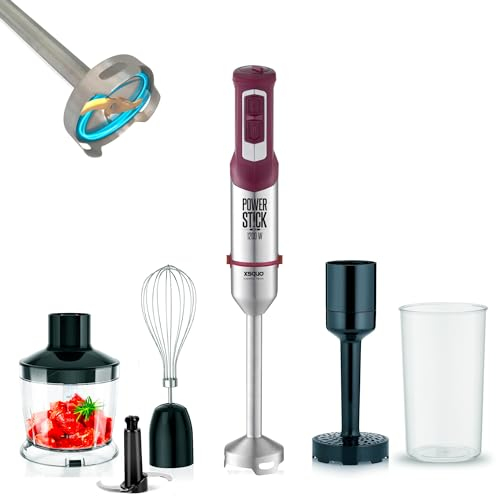 XSQUO Batidora de mano eléctrica 1200W - Incluye vaso para realizar el batido de la comida - Batidora potente cocina - Batidora para purés