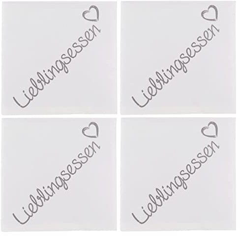 Papierservietten Servietten-Set 3-lagig Größe 33 x 33 cm (4 Pckg. Lieblingsessen weiß)