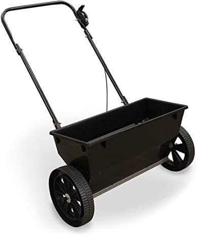 Bristol Lightweight 30Kg Rock Salt/Seed/Fertiliser Drop Spreader | Adjustable Flow Control - Solid Wheels | Lawn and Garden Spreader - Black