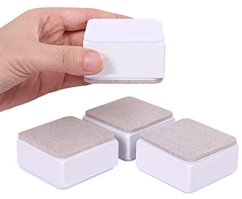 AIRUJIA 30mm Bed Risers, 60mm Diameter Self-Adhesive Heavy Duty Bed Raisers Adds 30mm Height to Beds Sofas Cabinets Supports 20,000 lbs, Square White