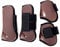 Merauno® Gamaschen Pferde 4er Set Gamaschen Paar für vorne hinter Hartschale und Klettverschluss für Damen& Herren PU Robust Elastisch Tendon Boots Classic (M(VB), Braun)