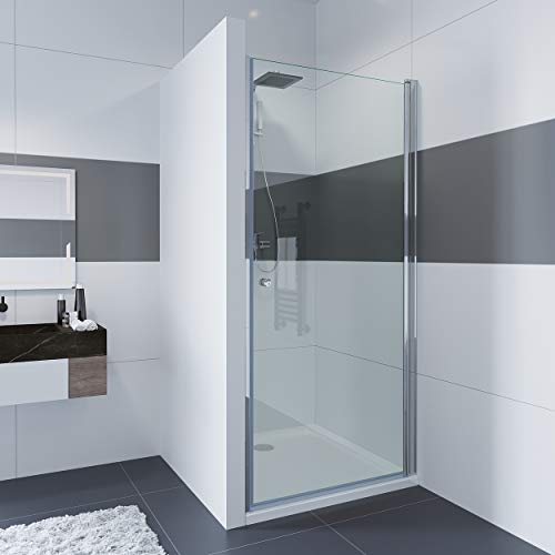 IMPTS Duschtür 75cm Pendeltür Dusche Nischentür Drehtür Einzeltür Duschabtrennung Glas Schwingtür Nische,185cm Höhe