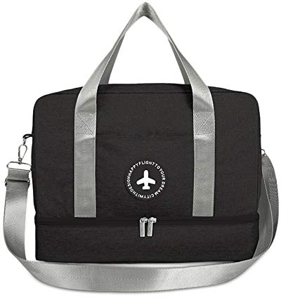 FANDARE 3 in 1 Borsa da Viaggio Palestra Borsa a tracolla Vacanza Zaino per Uomo/Donna Borsone Palestra per Viaggi Palestra Shopping Nuoto Allenarsi con Scarpe Scomparto Nero A