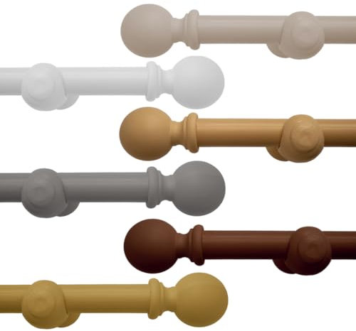 Wood Eyelet Curtain Pole 28mm with Round Finials - Trimmable - Suitable for any room - 160cm Length - Natural