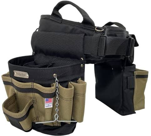 BOULDER BAG Ultimate Electrician's MAX Combo with Comfort Back Support Tool Belt, Quick Release Buckle, Heavy Duty Tool Belt, Tan (Medium 28-32 Inch Waist), Made in USA