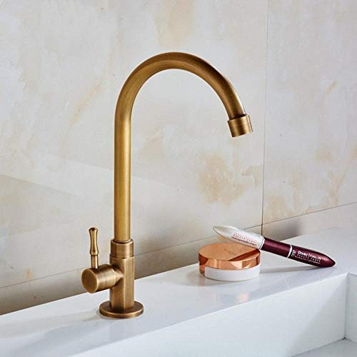 Un solo frio antiguo de latón fregadero fregadero Faucet Vanity Swivel Mixer Tap Rotate Gorrar la cocina Grifo