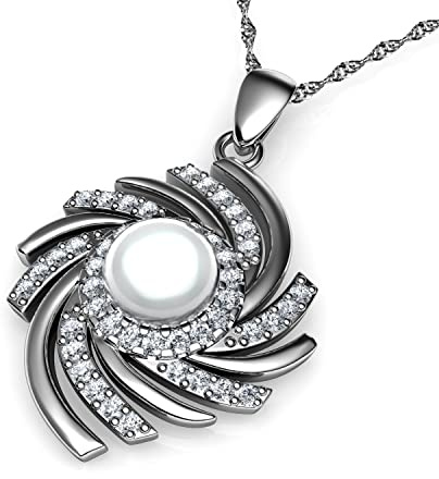 DEPHINI Galaxy Perlenkette | 925 Sterling Silber Halskette | Zirkonia | Damenschmuck | Geschenke für Frauen