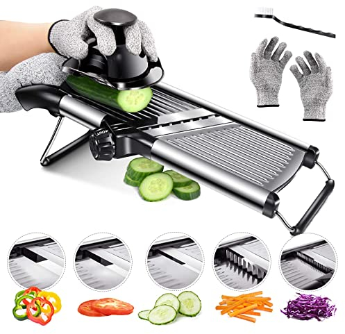 Masthome Mandoline Cuisine, Coupe Réglable en Acier Inoxydable, Coupe Légumes Multifonctionnelle avec Lame Tranchante, Mandoline Japonaise à Différents Epaisseurs pour Tranche, Julienne