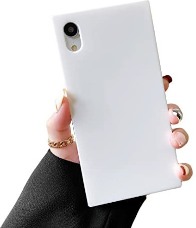 Cocomii Square Neutral Plain Color iPhone XR Case, Slim Thin Glossy Soft TPU Silicone Solid Color Trunk Box Minimalist Luxury Aesthetic Trendy Bumper Cover Compatible with Apple iPhone XR 6.1 (White)