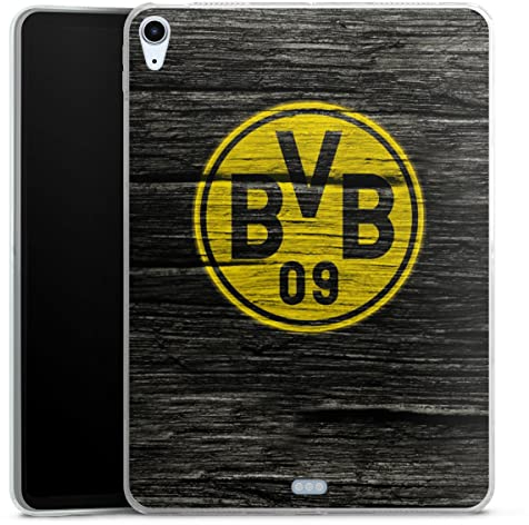 DeinDesign Silikon Hülle kompatibel mit Apple iPad Air 2020 (2020) Case Tablet Hülle Borussia Dortmund BVB Holzoptik
