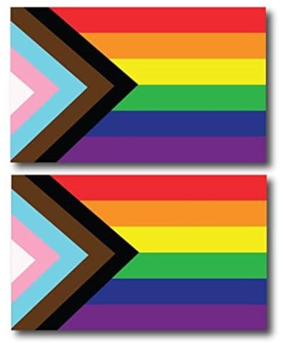 Magnet Me Up Flagge Progress Pride Gay Pride Regenbogen-Flaggen-Magnet-Aufkleber, 7,6 x 12,7 cm, 2 Stück, robuster Automobil-Magnet für Auto, LKW, SUV, zur Unterstützung von LGBTQ