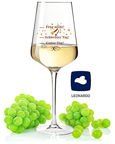 GRAVURZEILE Leonardo Copa de vino con impresión UV - Mal día, buen día, no preguntes. V3 - Divertido frasco de regalo - Regalos originales para él y ella - Color: Puccini UV