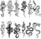 SNOWZAN 12 Feuilles Serpent Tatouages Temporaires Femmes Hommes Marque Sombre Mangemort Tatouages Noir Tatouage Serpent Faux Tatouages Autocollants Imperméables Tatoo Décor Halloween Fêtes Costume Acc