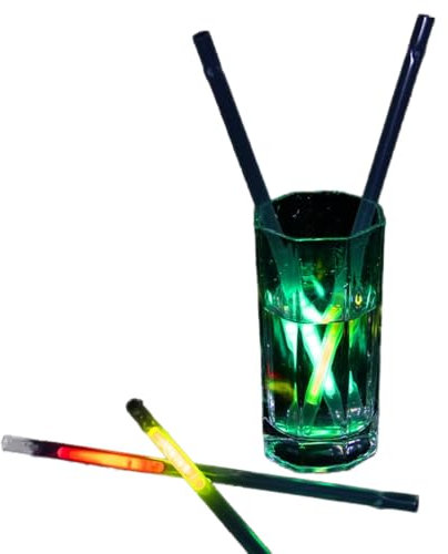 Glow Straws Party Supplies, 50Pcs 2 in 1 Glow in The Dark Straws for Concerts Glow Party Favors, Glow Drinking Straws Glow Sticks Cocktail Party Supplies Glow Party Decor