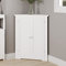 FEFE® White Wooden Triangle Free Floor Standing Kitchen Bathroom Space Saving Cabinet Shelf With Shutter Doors Single Door, Adjustable Shelf, for Living Room, Kitchen, Entryway
