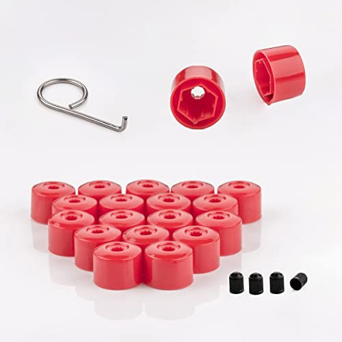 LST 20x Radschraube Abdeckkappen Sechskant Felgen Kappen Set 17 mm rot