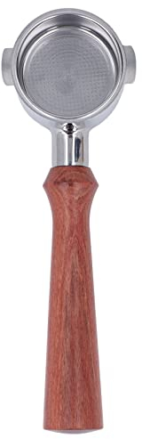 Portafiltro, 51 Mm Portafiltro de café sin Fondo de 2 Orejas con Mango Tazón de Polvo de café sin Fondo de Acero Inoxidable para Delonghi EC0310 y Cafeteras (Palosanto F)