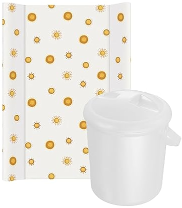 Bundle aus Rotho Babydesign Wickelauflage keil Boho Sun + Rotho Babydesign Windeleimer, weiß