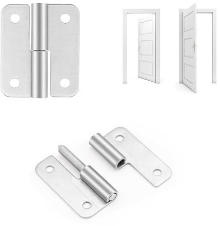 HSMT-hinges Scharniere, 6,3 cm, Edelstahl, 304, kleines Gleitgelenk, Flaggenscharnier, abnehmbar für Holztüren, Schranktüren, Metallkästen und mehr (Linkshänder, 20 Stück)