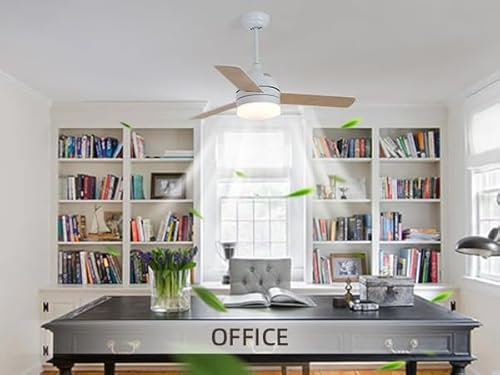 REYDELUZ Ceiling Fan Lights with Remote Control, 48 inches Bedroom Lights Ceiling Fan with Lights and Remote, 3 Blades Quiet Reversible Ceiling Fan Light for Bedroom Living Room Dimmable LED (White)