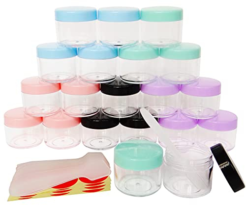 Wopanxye 20pcs 20 gram Travel Jars, 20ml Refillable Containers, Small Cosmetic Pot, Round Tin Sample Container Bottle with Screw up Lid for Beauty Lip Balm, Lipsalve, Eyeshadow, Powder, Cream, Candle
