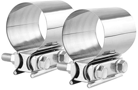 Namvo 2 Pack Butt Joint Exhaust Band Clamps, Stainless 3 Inch OD to OD Exhaust Tubing Couplings Secure Fit Connecting for Muffler Catalytic (2.5 Inch)