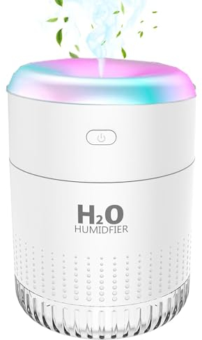 KARFUN Small Humidifiers,Portable Desk Humidifiers,Luftbefeuchter,Desktop Leiser Mini Luftbefeuchter mit 7 Farben Licht,Automatische Abschaltung,Büro,Schlafzimmer,Auto