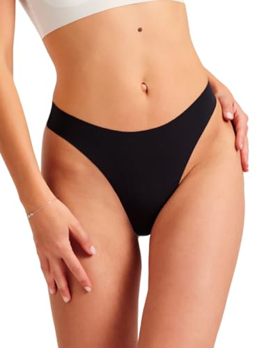 ooia String Seamless | Perioden Unterwäsche für Leichte Blutung (Größe 32-54) | Menstruationsunterwäsche | Ersetzt bis zu 1 Tampons (DE/NL/SE/PL, Numerisch, 42, Regular, Regular, Schwarz)